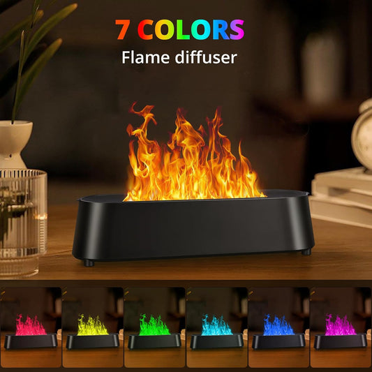 Flame Essential Oil Diffuser with Remote, Noiseless Auto-Off for Home, Office, Yoga (Black)