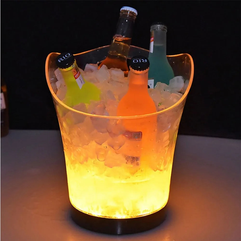5.5L Rechargeable Ice Buckets Beer Whisky Cooler Colors Changing Cocktail Wine Holder for Party Home Bar Nightclub Supplies