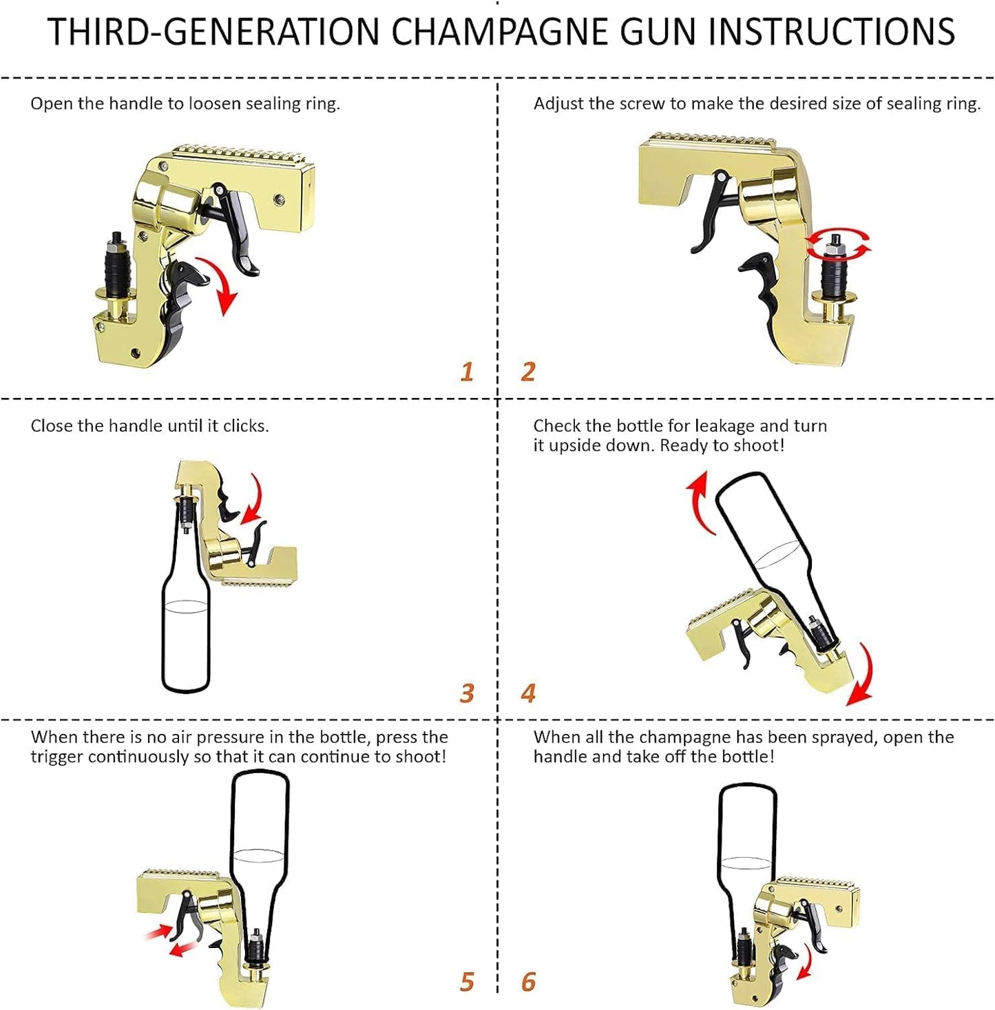 Champagne Gun Shooter, Beer Spray Gun, Suitable for Parties, Weddings, Birthdays, Club