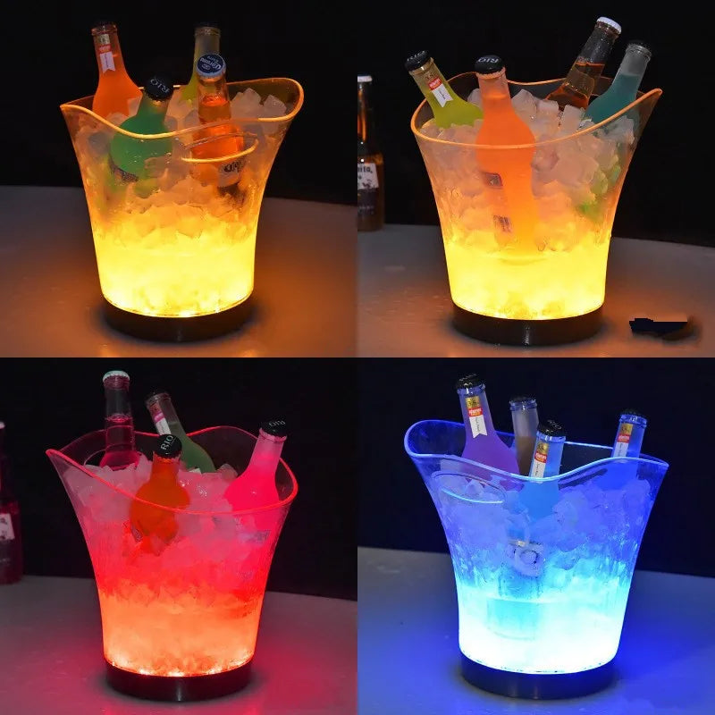 5.5L Rechargeable Ice Buckets Beer Whisky Cooler Colors Changing Cocktail Wine Holder for Party Home Bar Nightclub Supplies